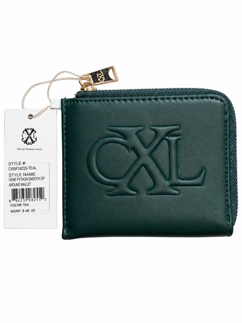 CXL Christian Lacroix NWT Teal Python Zip Around Wallet Card Holder